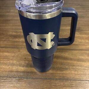 New NCAA North Carolina Tar Heels Navy 40 oz Tumbler‎ Cup With Straw!!!